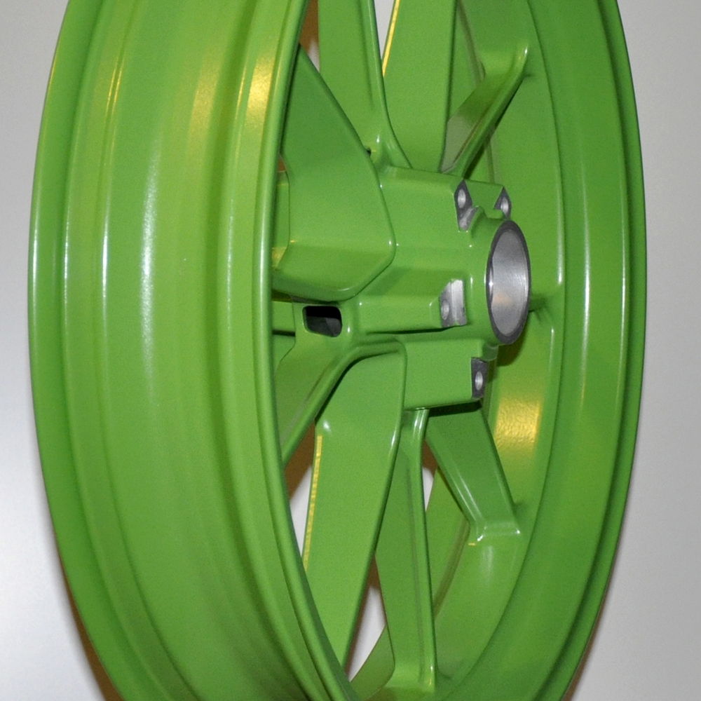 Порошковая покраска мото-дисков в RAL 6018 и RAL 3020