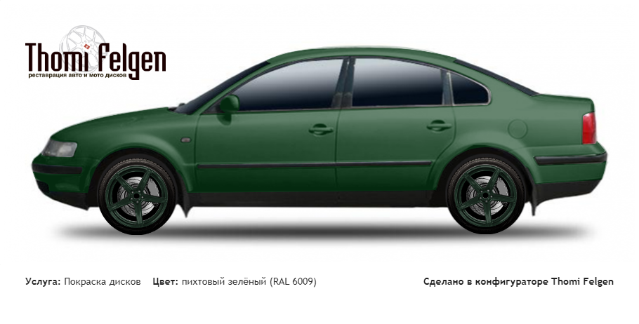 Volkswagen Passat 1996-2000 покраска дисков ADV1 цвет пихтовый зелёный (RAL 6009)