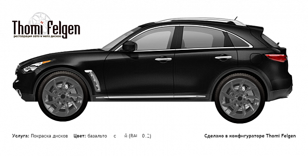 Infiniti QX70 покраска дисков SLR McLaren цвет базальтово-серый (RAL 7012)