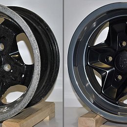 Полировка с частичной покраской диска Porsche - до и после