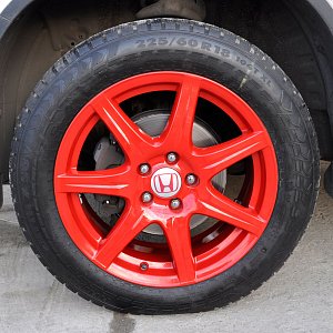 Покраска дисков для Honda CRV в красный RAL3020