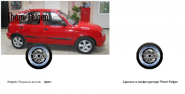 ниссан микра комбинированная полировка с покраской дисков BBS в цвет 