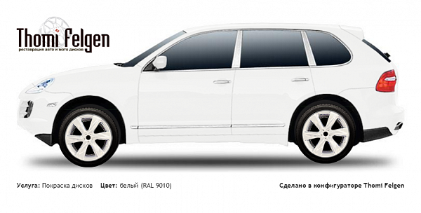 Porsche Cayenne 2007-2010 покраска дисков Infinity цвет белый (RAL 9010)