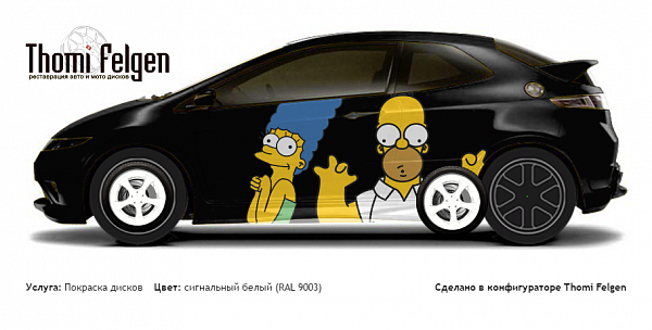 Honda Civic 3-door 2008-2010 покраска дисков TechArt Formula II цвет сигнальный белый (RAL 9003)