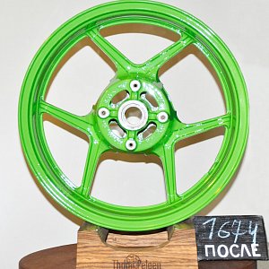 Порошковая покраска мотодисков R17 в зелёный цвет