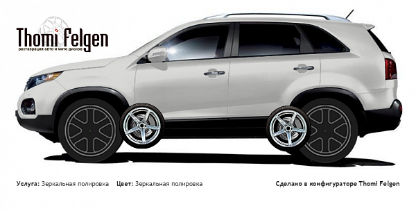 Kia Sorento 2010-2013 зеркальная полировка дисков ADV1