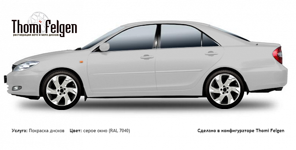 Toyota Camry 2001-2005 покраска дисков Volvo Ocean Race цвет серое окно (RAL 7040)