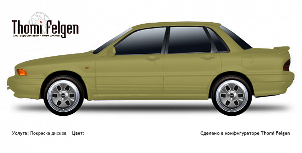Mitsubishi Galant sedan 1992-1994 комбинированная полировка с покраской дисков MAE в цвет 