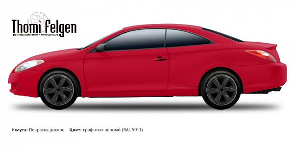 Toyota Solara 2003-2010 покраска дисков Infinity цвет графитно-чёрный (RAL 9011)