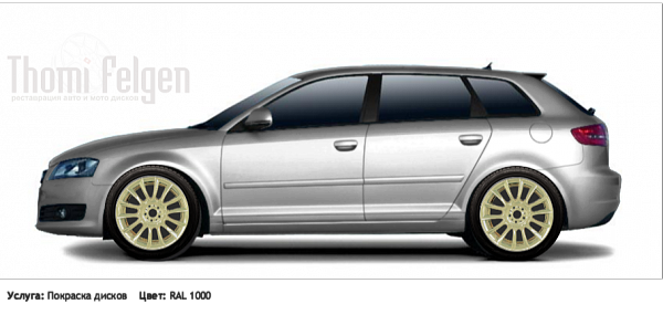 AUDI A3 2009-2011 на дисках  цвет RAL 1000