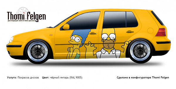 Volkswagen Golf IV 1997-2003 комбинированная полировка с покраской дисков BBS в цвет чёрный янтарь (RAL 9005)