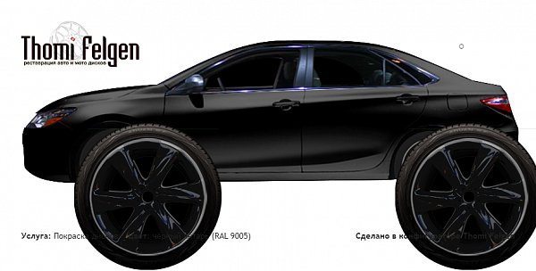 Toyota Camry 2015 покраска дисков Infinity цвет чёрный янтарь (RAL 9005)