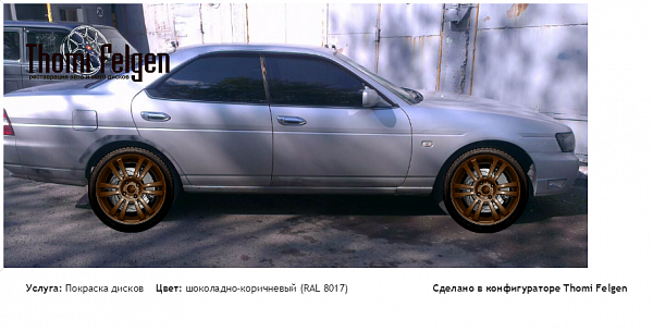 Ниссан лаурель покраска дисков A-Tech Schneider цвет шоколадно-коричневый (RAL 8017)