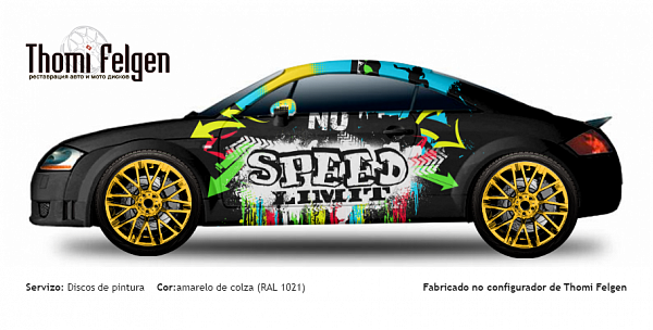 AUDI TT 1998-2005 покраска дисков Momo цвет рапсово-жёлтый (RAL 1021)