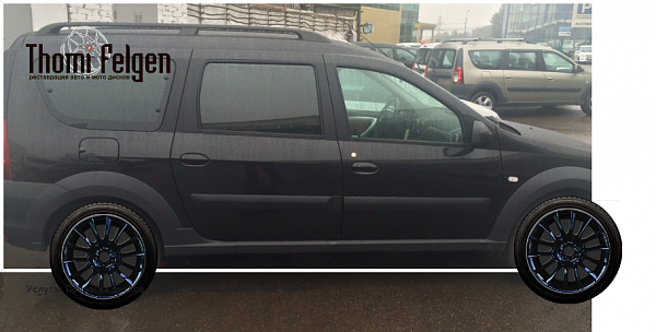 лада ларгус кросс покраска дисков от BMW 7 серии цвет чёрный янтарь (RAL 9005)