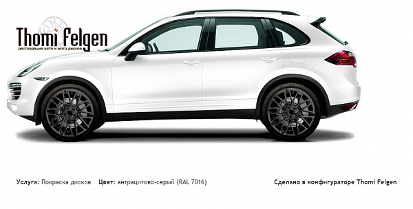 Porsche Cayenne 2010-2014 покраска дисков Momo цвет антрацитово-серый (RAL 7016)