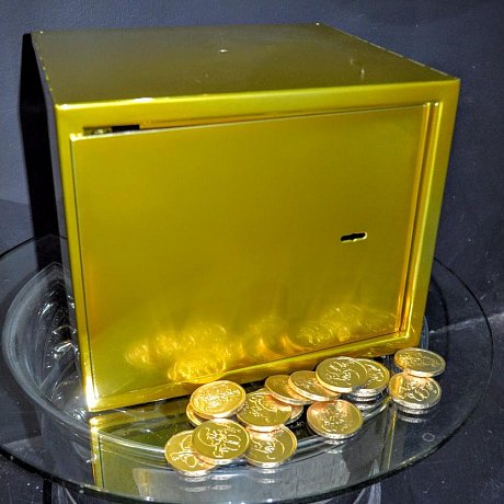 Порошковая покраска сейфа в золотой цвет