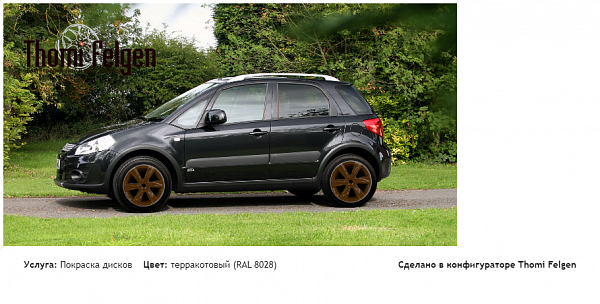 Suzuki SX4 покраска дисков Infinity цвет терракотовый (RAL 8028)