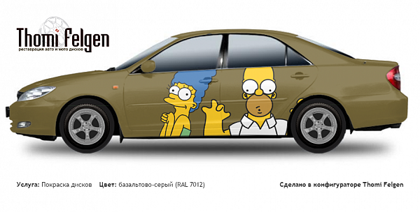 Toyota Camry 2001-2005 покраска дисков TechArt цвет базальтово-серый (RAL 7012)