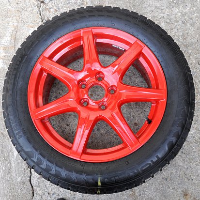 Покраска дисков для Honda CRV в красный RAL3020