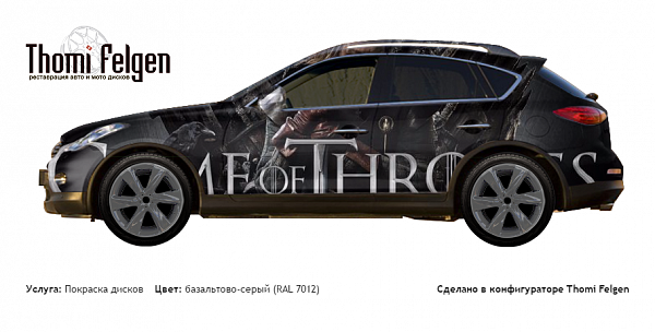 Infiniti QX50 покраска дисков Infinity цвет базальтово-серый (RAL 7012)