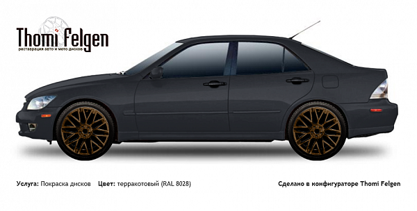 Lexus IS 1999-2004 покраска дисков Momo цвет терракотовый (RAL 8028)