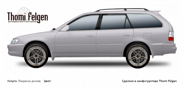 Toyota Corolla Wagon 1992-1996 комбинированная полировка с покраской дисков AMG в цвет 
