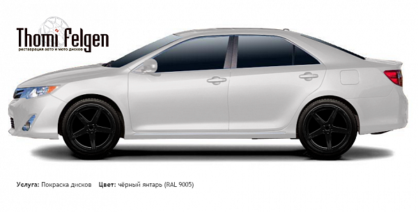 Toyota Camry 2012-2015 покраска дисков ADV1 цвет чёрный янтарь (RAL 9005)