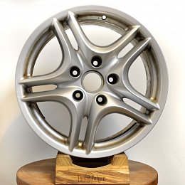 Покраска порошковая дисков от Porsche Cayenne в серебристый металлик.
