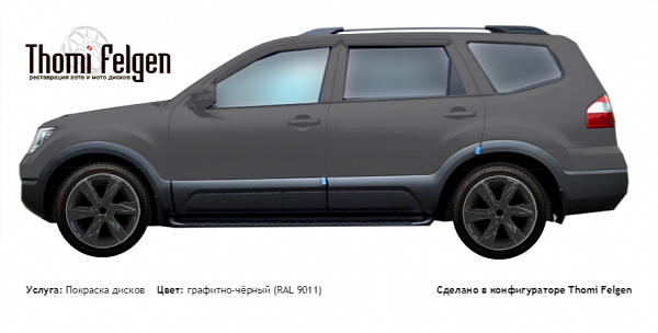 Kia Mohave 2013 покраска дисков Infinity цвет графитно-чёрный (RAL 9011)