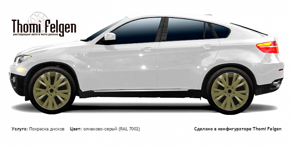 BMW X6 2008-2013 покраска дисков от Mazda 6 цвет оливково-серый (RAL 7002)