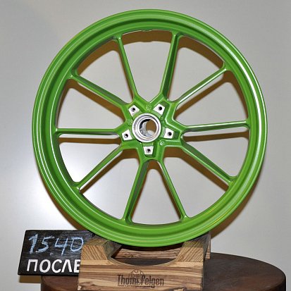 Порошковая покраска мото-дисков в RAL 6018 и RAL 3020
