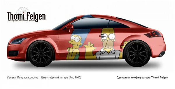 AUDI TT 2006-2013 покраска дисков Advan цвет чёрный янтарь (RAL 9005)