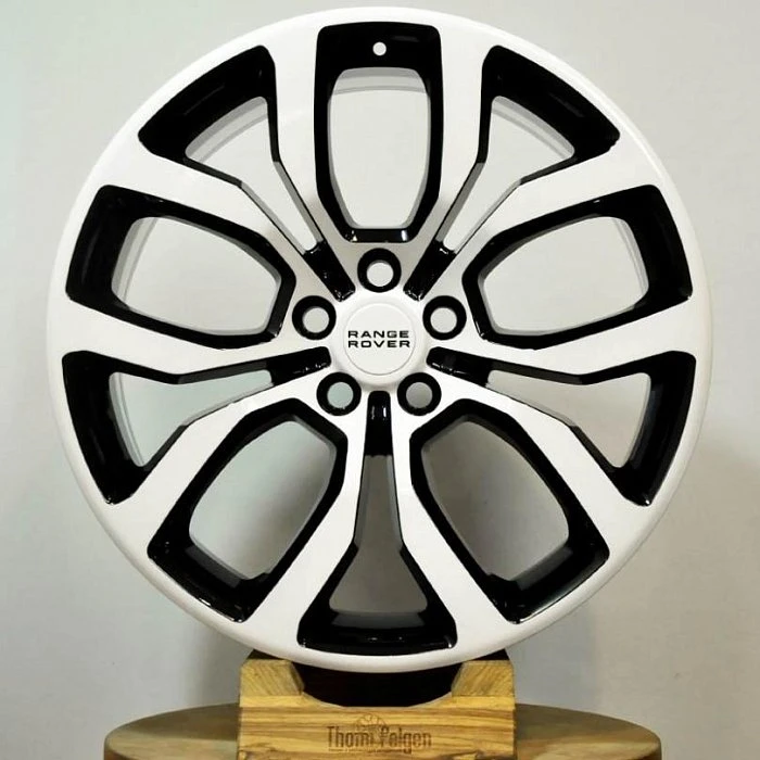 Покраска дисков Land Rover R21 от Range Rover в чёрный и белый