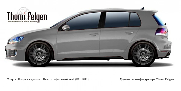 Volkswagen Golf VI 5door 2009-2011 покраска дисков A-Tech Schneider цвет графитно-чёрный (RAL 9011)