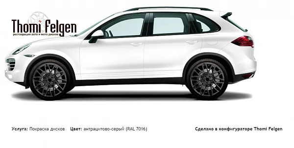 Porsche Cayenne 2010-2014 покраска дисков Momo цвет антрацитово-серый (RAL 7016)