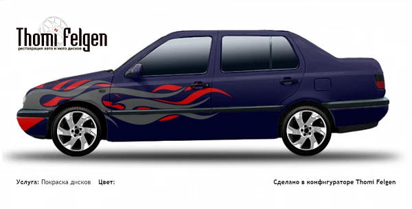 Volkswagen Vento 1991-1998 комбинированная полировка с покраской дисков Volvo Ocean Race в цвет 