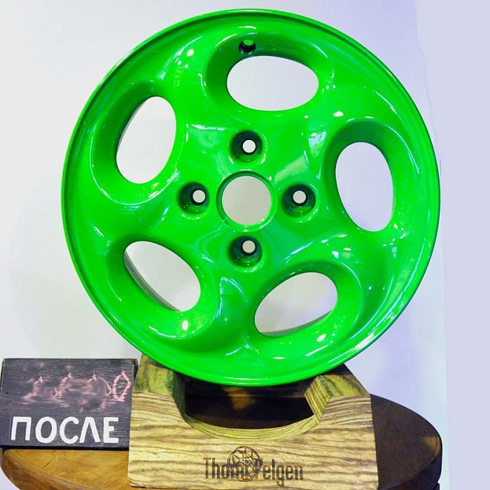 Покраска дисков Peugeot в RAL 6018
