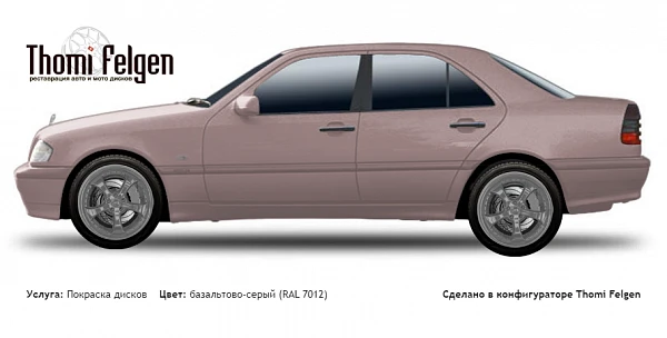 Mercedes C W202 1993-2000 покраска дисков TechArt Formula II цвет базальтово-серый (RAL 7012)
