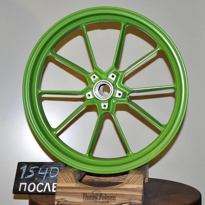 Порошковая покраска мото-дисков в RAL 6018 и RAL 3020