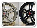 Порошковая покраска дисков в черный цвет - до и после: Mitsubishi