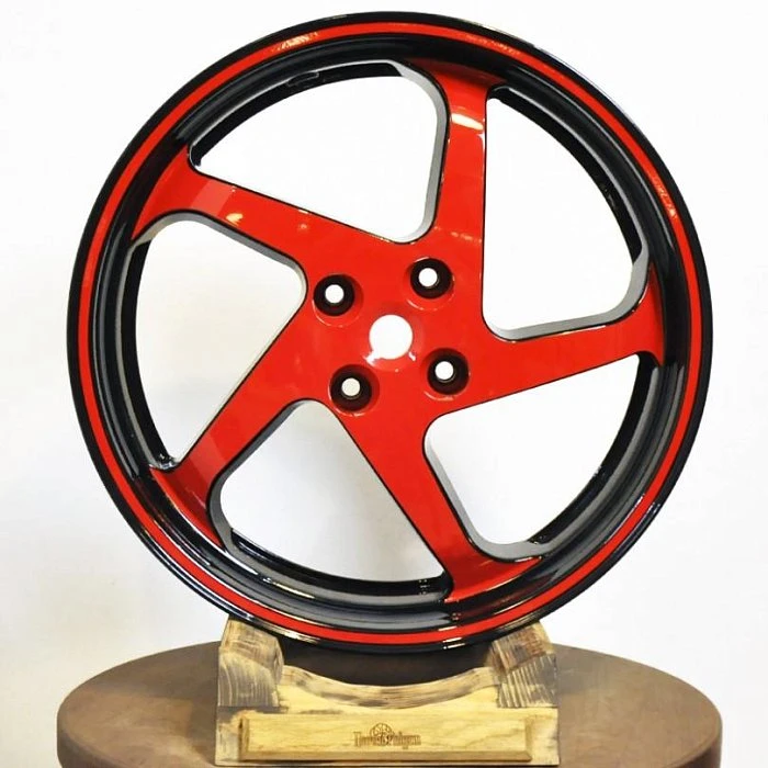 Покраска диска Honda R17 в чёрный и красный