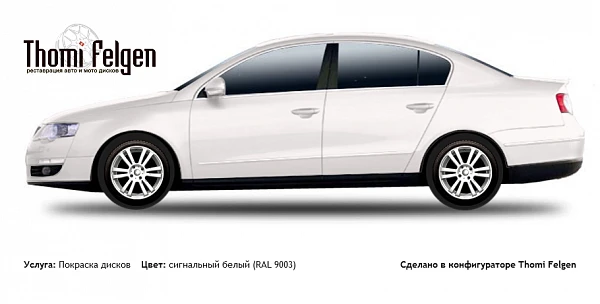 Volkswagen Passat 2006-2010 покраска дисков  цвет сигнальный белый (RAL 9003)