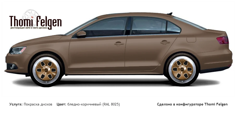 Volkswagen Jetta sedan 2010-2014 комбинированная полировка с покраской дисков MAE в цвет бледно-коричневый (RAL 8025)
