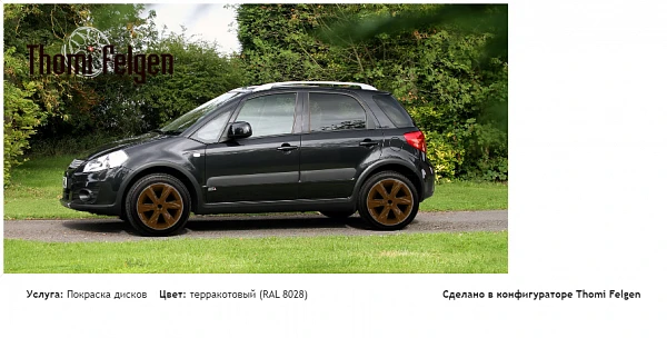 Suzuki SX4 покраска дисков Infinity цвет терракотовый (RAL 8028)
